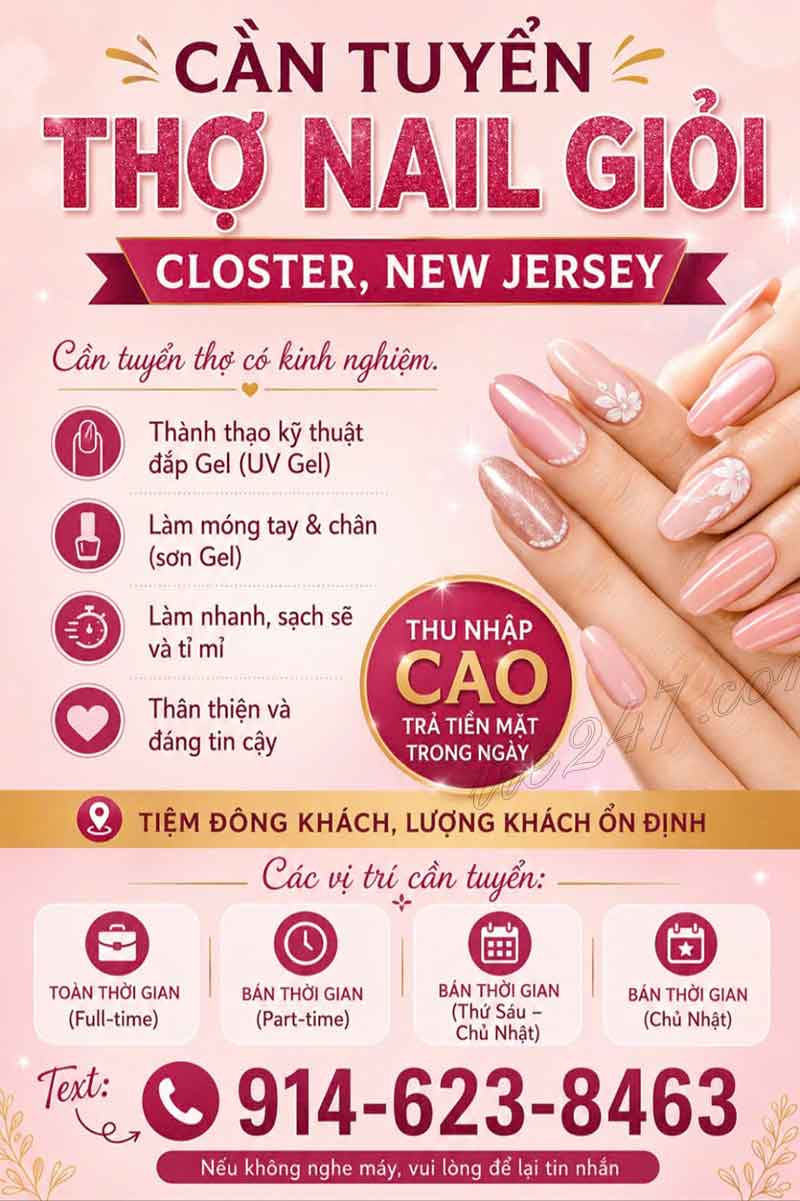 Cần Thợ Nail tại UV, New Jersey – Tay chân nước, Gel, Design