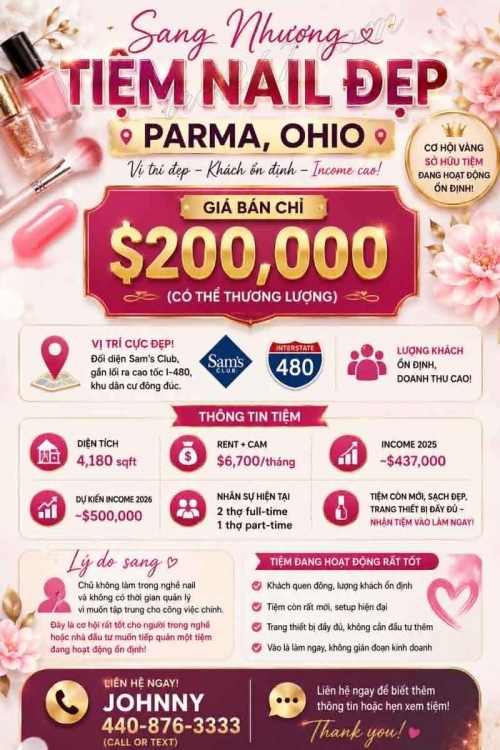 Sang Tiệm Nail tại Parma, Ohio – Income 2025