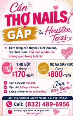 Cần Gấp Thợ Nail tại Houston, Texas – Bột, Tay chân nước