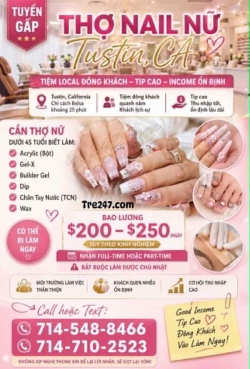 Cần Gấp Thợ Nail tại Tustin, California – Bột, Dip/SNS, Gel