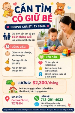 Cần Người Giữ Trẻ tại Corpus Christi, Texas – CẦN TÌM CÔ GIỮ BÉ CORPUS