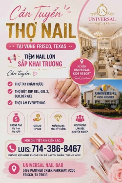 Cần Thợ Nail tại Frisco, Texas – Tay chân nước, Dip/SNS, Gel