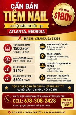 Sang Tiệm Nail tại Atlanta, Georgia – Rent $5000/tháng