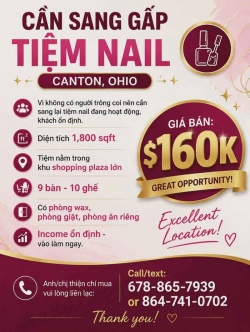 Sang Tiệm Nail tại Canton, Ohio – Giá $160k