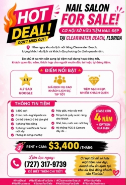 Sang Tiệm Nail tại Clearwater, Florida – 6 bàn, 6 ghế
