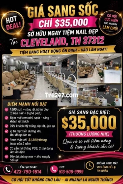 Sang Tiệm Nail tại Cleveland, Tennessee – 6 bàn, 6 ghế