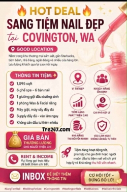 Sang Tiệm Nail tại Covington, Washington – 6 bàn, 6 ghế