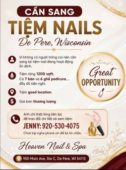 Sang Tiệm Nail tại De Pere, Wisconsin – 7 bàn, 6 ghế