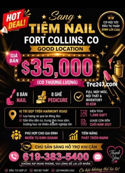 Sang Tiệm Nail tại Fort Collins, Colorado – 8 bàn, 8 ghế