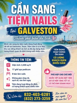 Sang Tiệm Nail tại Galveston, Texas – 8 bàn, 17 ghế