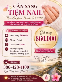 Sang Tiệm Nail tại New Smyrna Beach, Florida – Giá $60,000