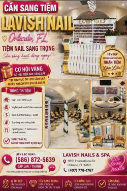 Sang Tiệm Nail tại Orlando, Florida – Rent $4,150/tháng