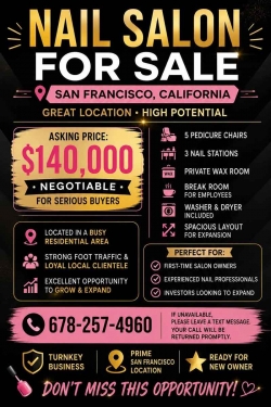 Sang Tiệm Nail tại San Francisco, California – Giá $140,000