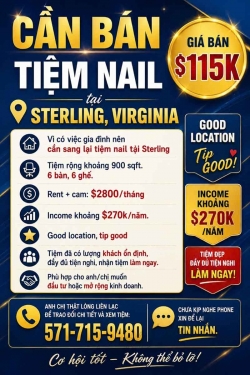 Sang Tiệm Nail tại Sterling, Virginia – 6 bàn, 6 ghế