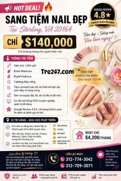 Sang Tiệm Nail tại Sterling, Virginia – Giá $140,000