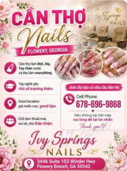 Tiệm Nail Cần Thêm Thợ Ở Flowery Branch, Georgia – Bột, Tay chân nước, Dip/SNS