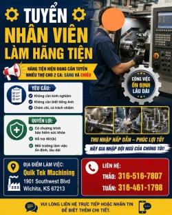 Tuyển Nhân Viên Làm Hãng Tiện - Wichita, Kansas Tại Wichita, Kansas